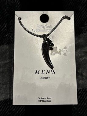 Believe by Brilliant Mens Stainless Steel Wolf Tooth Necklace